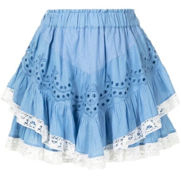 LOVESHACKFANCY mini Briella Ruffled Broderie mini skirt - Picture 1 of 4